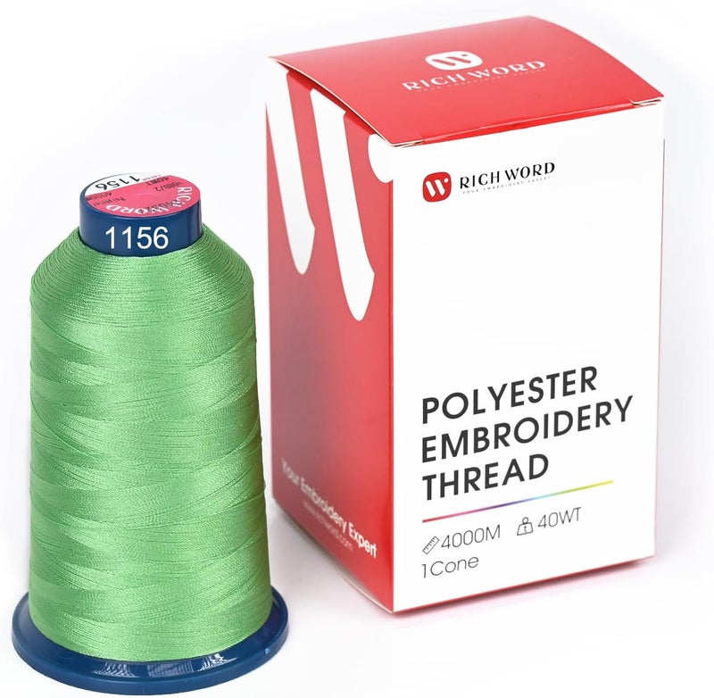 Poolin Richword Selected Green Embroidery Thread 4000M(4374Y) 40WT Polyester Thread 100 Colors Selected for Commercial Multi Needles and Single Needle Embroidery Machine 1156 - Image 1
